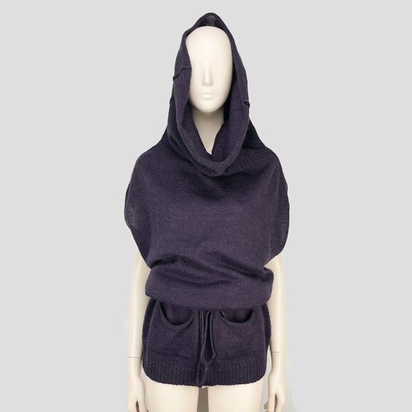 CHIARAMENTE Italy Lagenlook Convertible Knit Tunic Purple Wool Blend OS - Picture 2 of 6